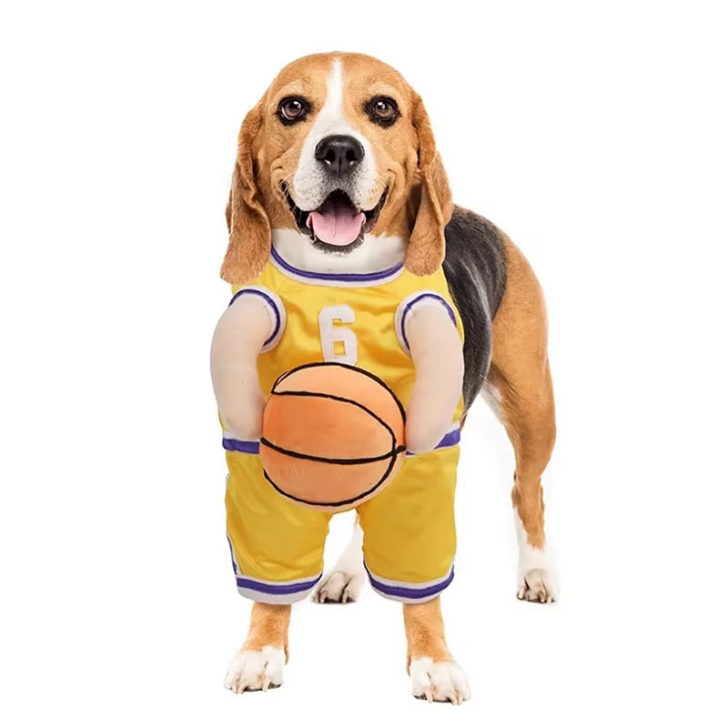 Dog Basketball Costume with Ball Dog Clothes T-Shirts for Small Dogs Pets Articles Puppy Autumn Pet Cotton Vests