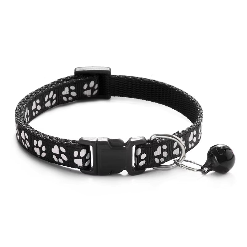 Pet Cat Bell Collar Dog Print Cat Collar Multiple Colors Optional Necklace Ring Cat Rope Collar Pet Supplies