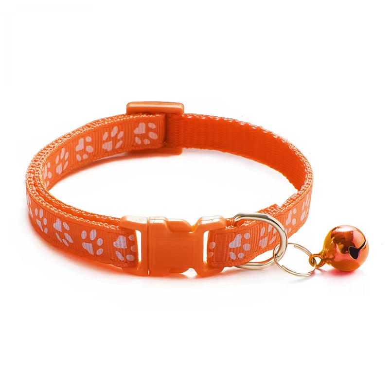 Pet Cat Bell Collar Dog Print Cat Collar Multiple Colors Optional Necklace Ring Cat Rope Collar Pet Supplies