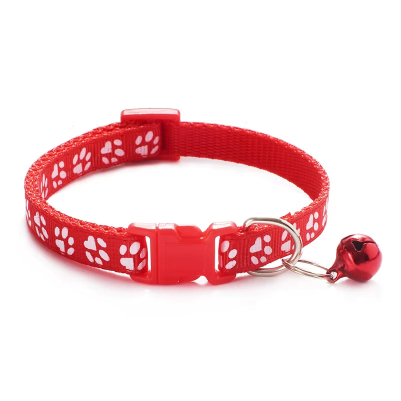 Pet Cat Bell Collar Dog Print Cat Collar Multiple Colors Optional Necklace Ring Cat Rope Collar Pet Supplies