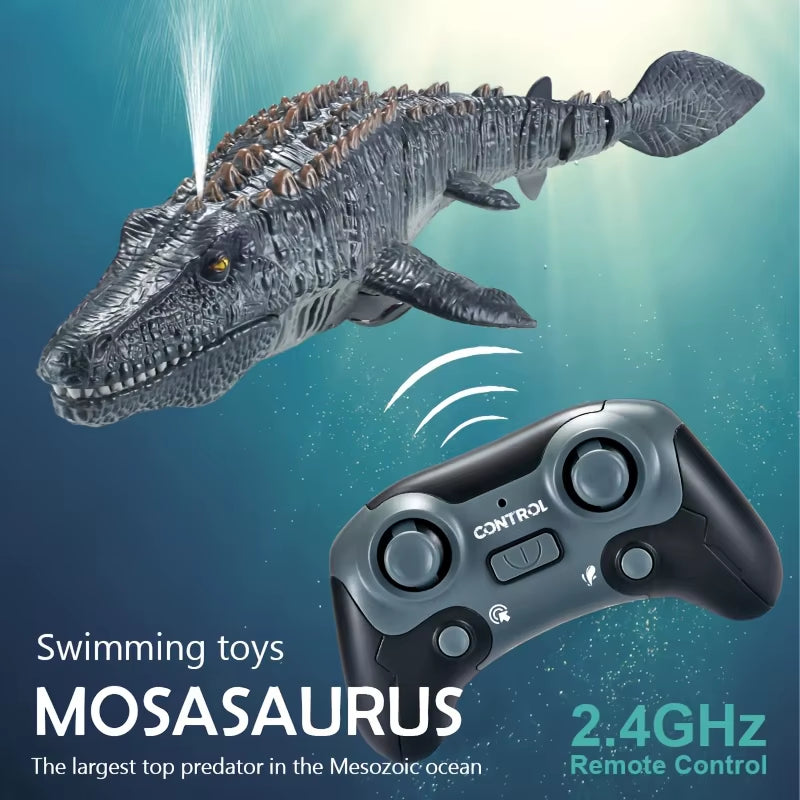 Interactive 2.4Ghz Remote Control Mosasaur Toy with Dual Propellers, USB Rechargeable, Durable ABS Toy Ideal Family Fun Gift