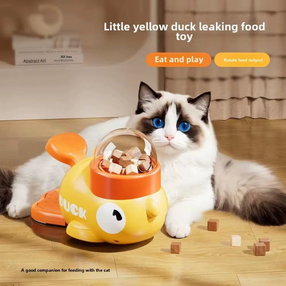 Yellow Duck Interactive Dog Food Dispenser Feeder for Cats Puzzle Durable Plastic Training Toys Cat Snack Feeding and Water Pet