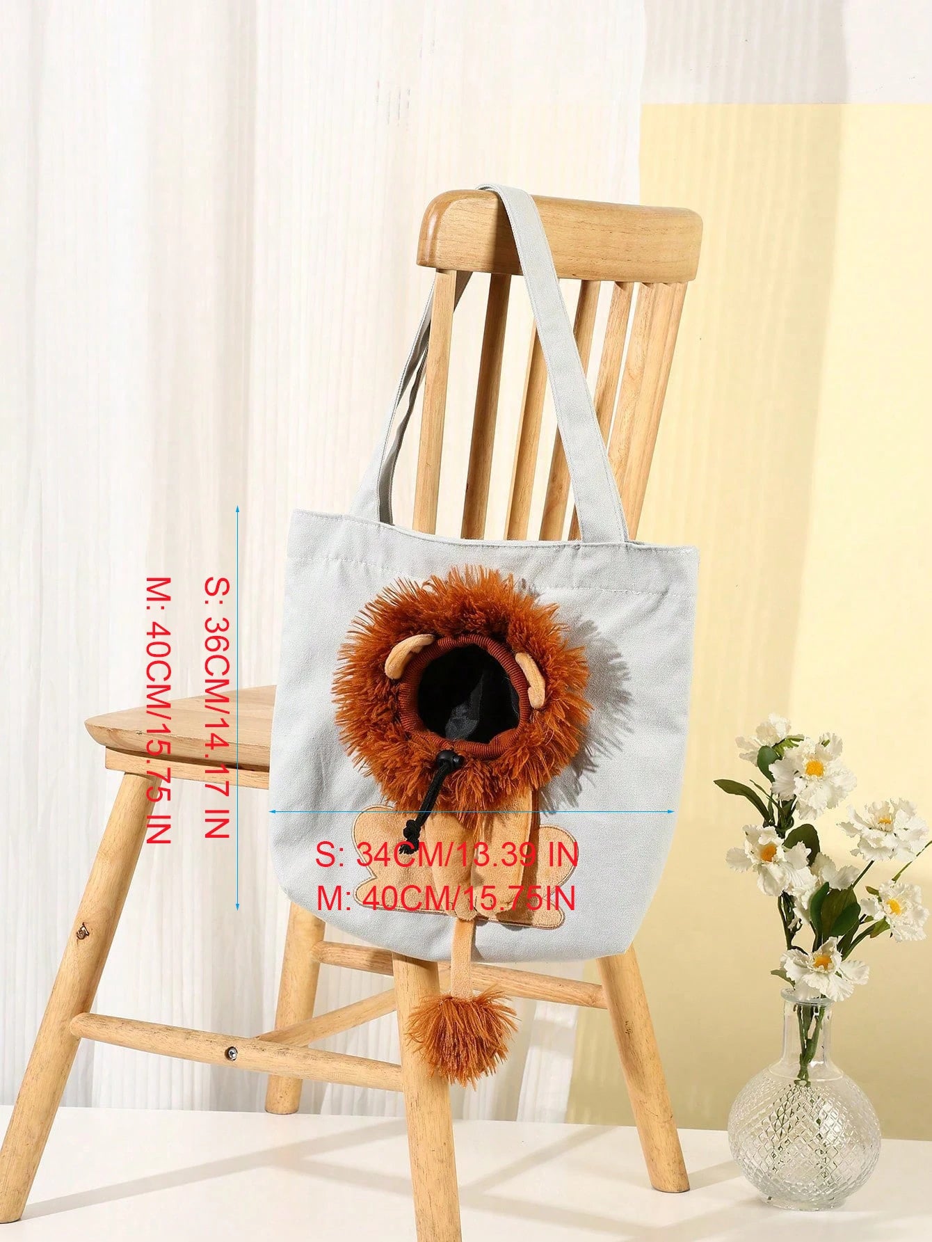 Pet Canvas Shoulder Bag Lion Shaped Cute Cat Carrier Portable Shoulder Carrying Bag Chest Cat Bag Outdoor Cat Tote