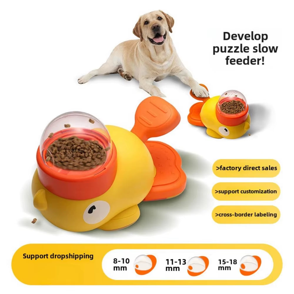 Yellow Duck Interactive Dog Food Dispenser Feeder for Cats Puzzle Durable Plastic Training Toys Cat Snack Feeding and Water Pet